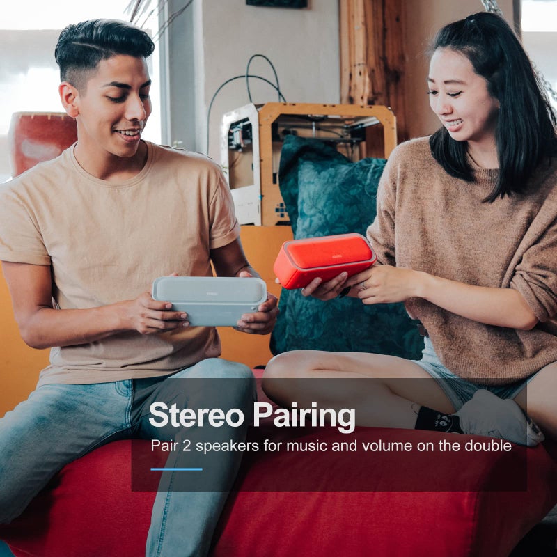 DOSS SoundBox Pro Bluetooth Speaker, 20W Stereo Sound, Active Extra Bass, 20H Playtime, Multi-Colors Lights, Wireless Stereo Pairing, IPX6 Waterproof for Garden, Hiking, Camping, Beach, Party-Blue - Image 5